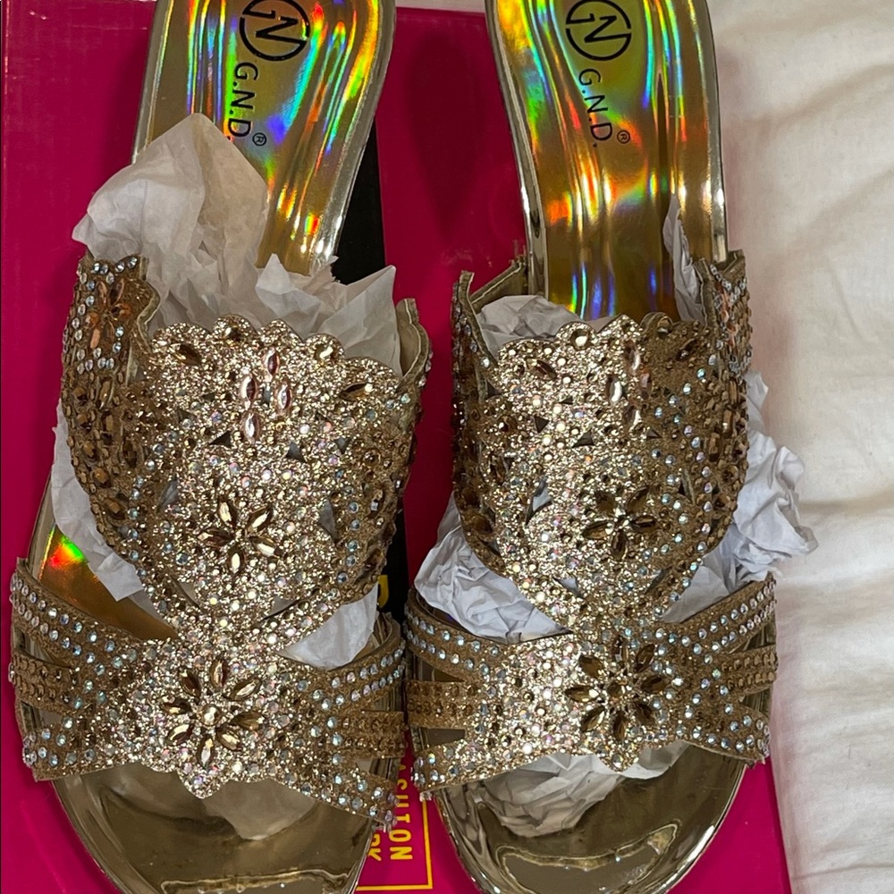 Rhinestone Gold Sandals
